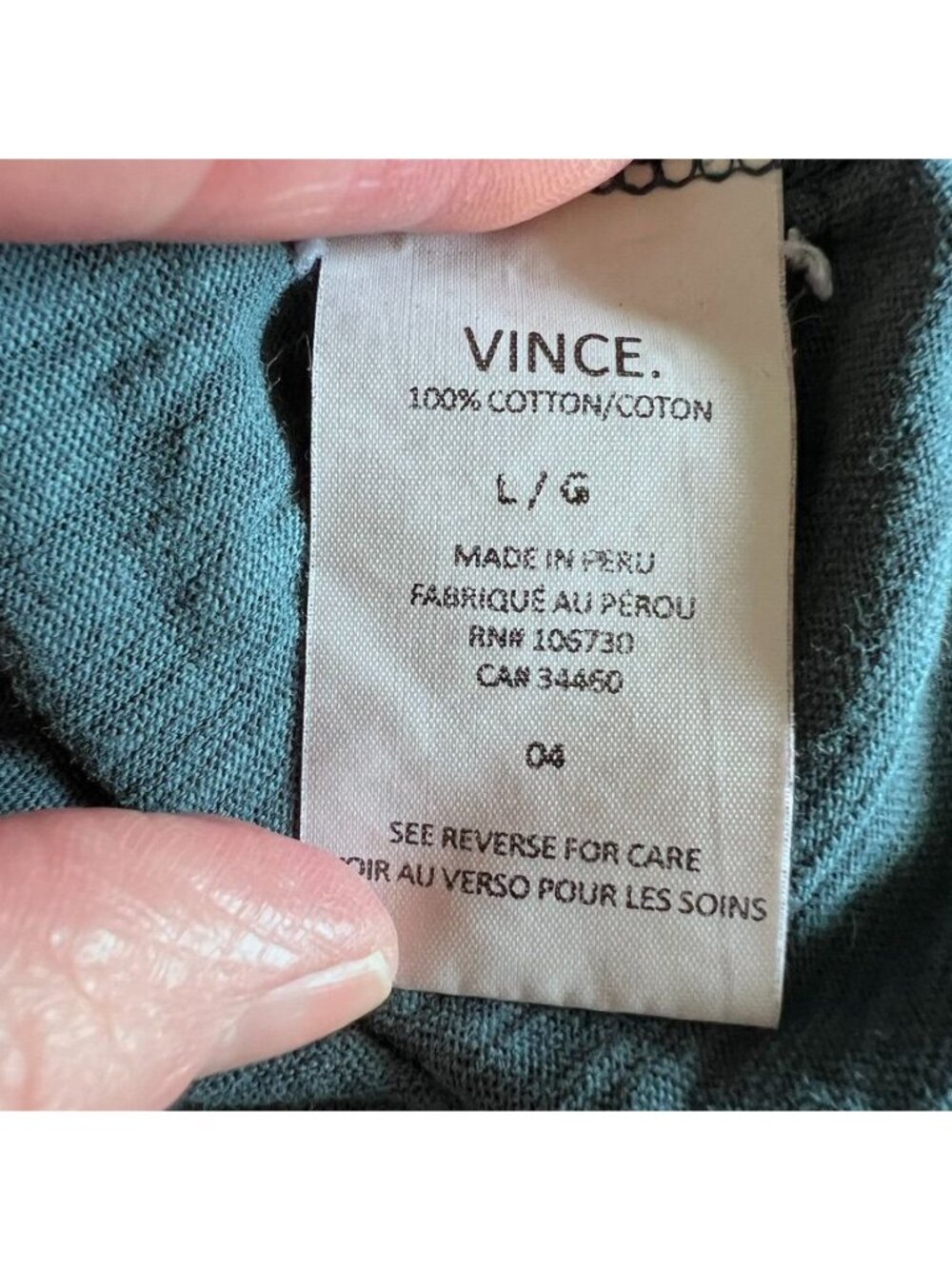 Vince Shirt Mens L Forest Green Long Sleeve Henley 100% Cotton Slub Knit Preppy - Picture 6 of 15